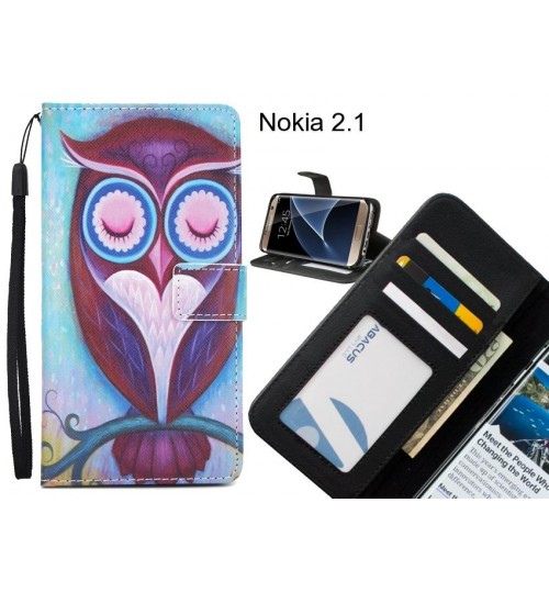 Nokia 2.1 case 3 card leather wallet case printed ID