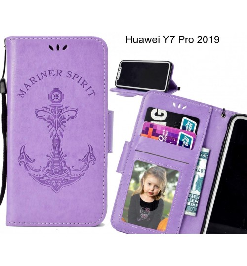 Huawei Y7 Pro 2019 Case Wallet Leather Case Embossed Anchor Pattern