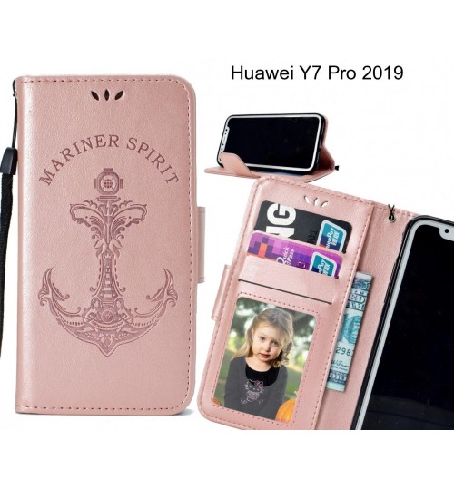 Huawei Y7 Pro 2019 Case Wallet Leather Case Embossed Anchor Pattern