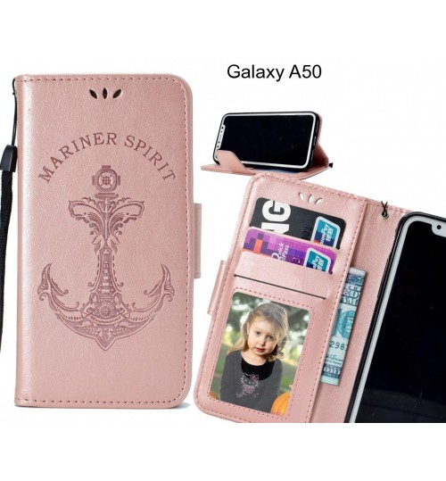 Galaxy A50 Case Wallet Leather Case Embossed Anchor Pattern