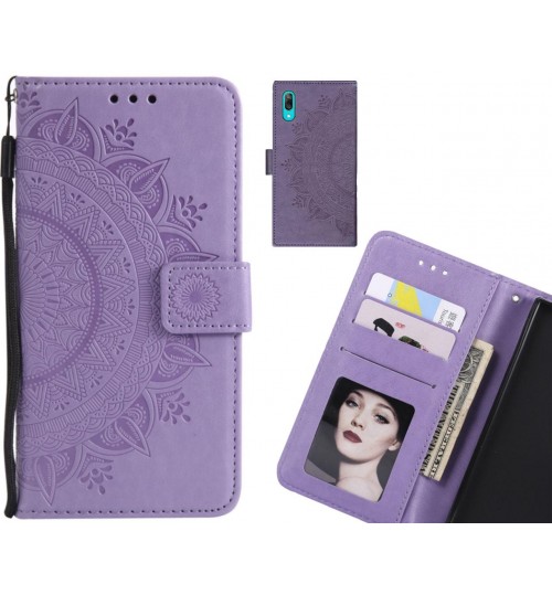 Huawei Y7 Pro 2019 Case mandala embossed leather wallet case