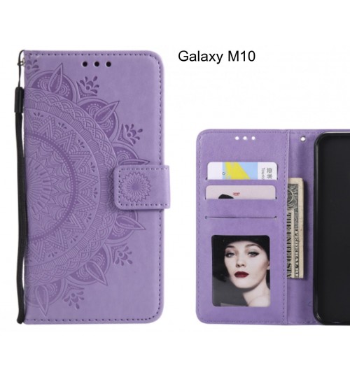 Galaxy M10 Case Mandala Embossed Leather Wallet Case - Purple