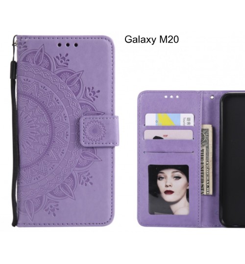 Galaxy M20 Case Mandala Embossed Leather Wallet Case - Purple