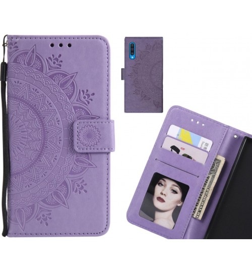 Galaxy A50 Case mandala embossed leather wallet case