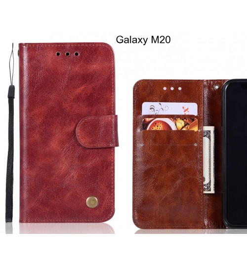 Galaxy M20 Case Vintage Fine Leather Wallet Case