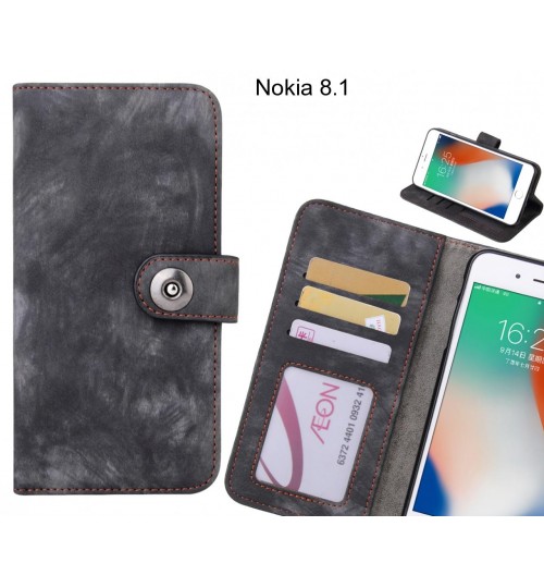 Nokia 8.1 case retro leather wallet case