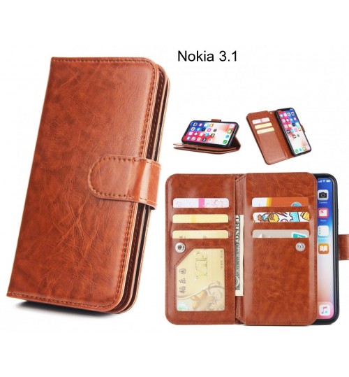 Nokia 3.1 Case triple wallet leather case 9 card slots