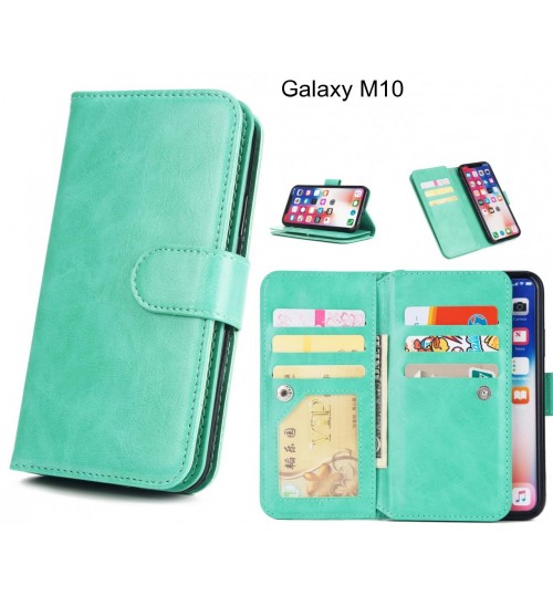Galaxy M10 Case Triple Wallet Leather Case 9 Card Slots - Green