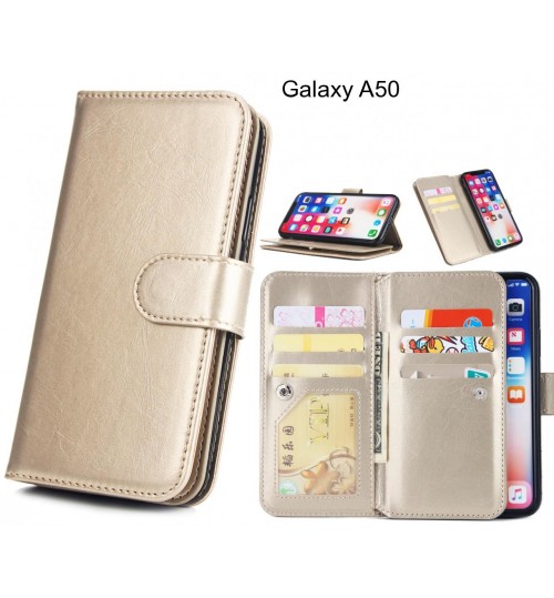 Galaxy A50 Case triple wallet leather case 9 card slots