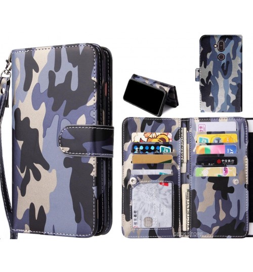 Nokia 8.1  Case Multi function Wallet Leather Case Camouflage