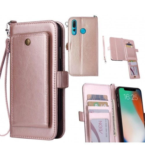Huawei Nova 4  Case Retro Leather Wallet Case - Rose Gold