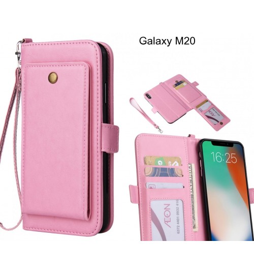 Galaxy M20  Case Retro Leather Wallet Case - Pink