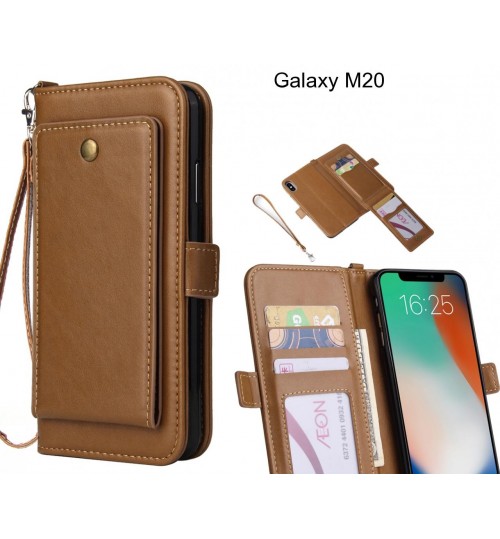 Galaxy M20  Case Retro Leather Wallet Case - Brown