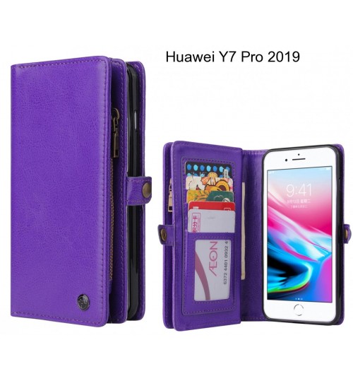 Huawei Y7 Pro 2019  Case Retro leather case multi cards cash pocket & zip