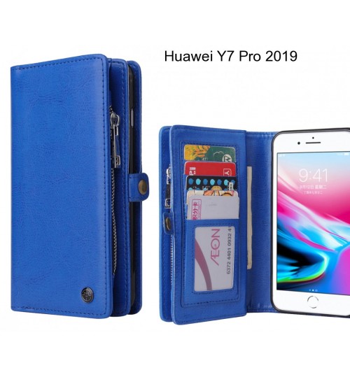 Huawei Y7 Pro 2019  Case Retro leather case multi cards cash pocket & zip