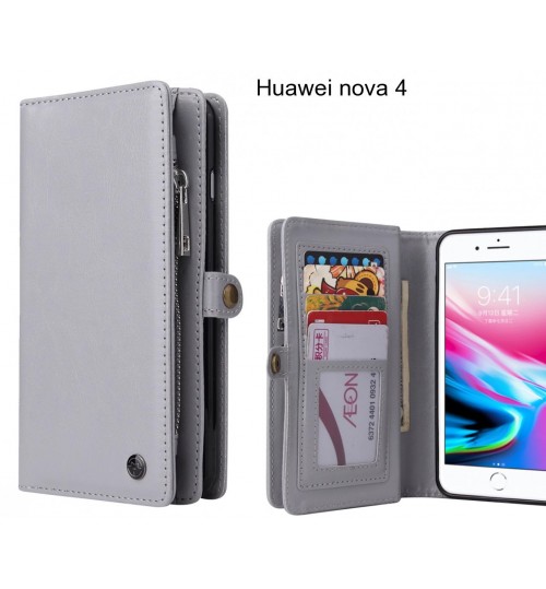 Huawei nova 4  Case Retro leather case multi cards cash pocket & zip