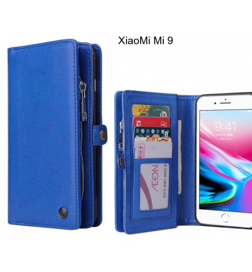 XiaoMi Mi 9  Case Retro leather case multi cards cash pocket & zip