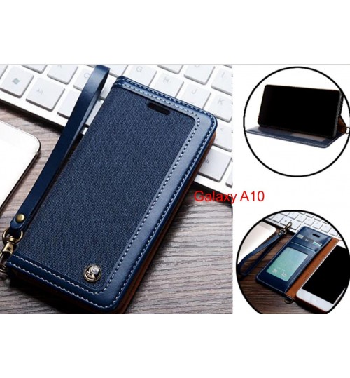 Galaxy A10 Case Wallet Denim Leather Case - Dark Blue