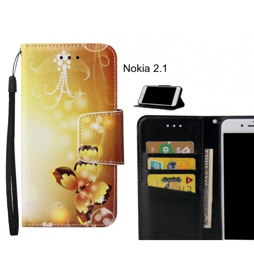 Nokia 2.1 Case wallet fine leather case printed