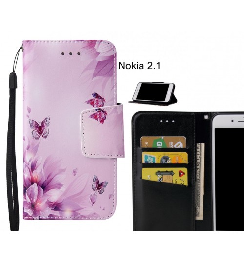 Nokia 2.1 Case wallet fine leather case printed