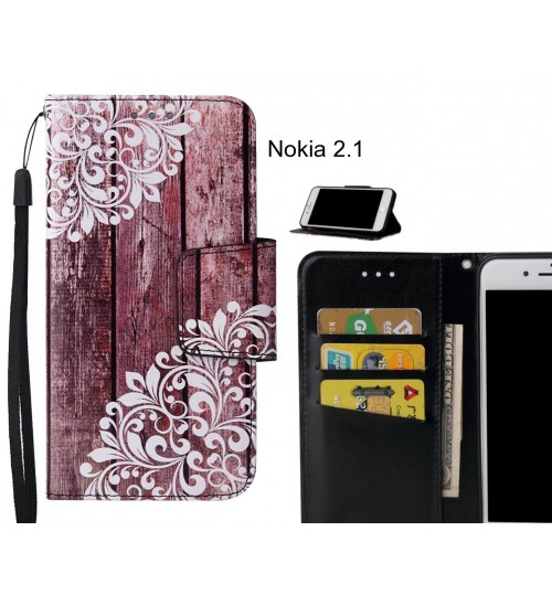 Nokia 2.1 Case wallet fine leather case printed