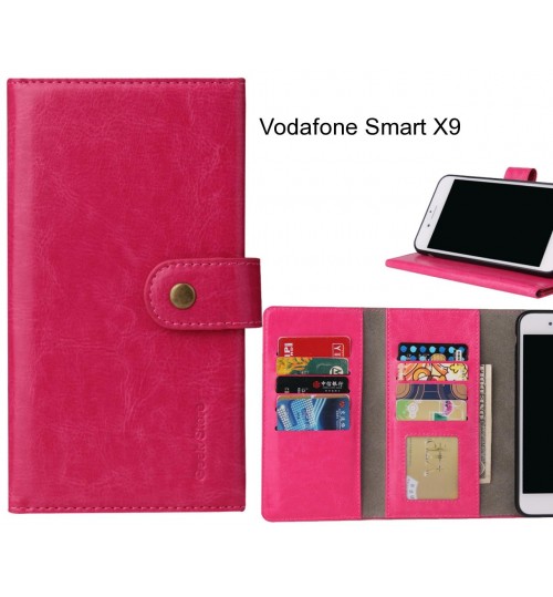Vodafone Smart X9 Case 9 Card Slots Wallet Leather Case Folding Stand - Hot Pink