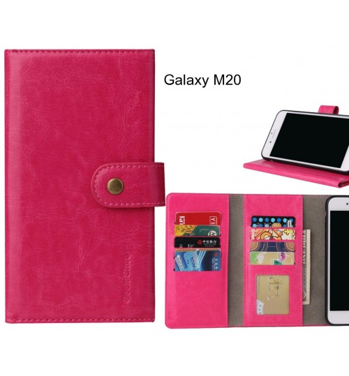 Galaxy M20 Case 9 Card Slots Wallet Leather Case Folding Stand - Hot Pink
