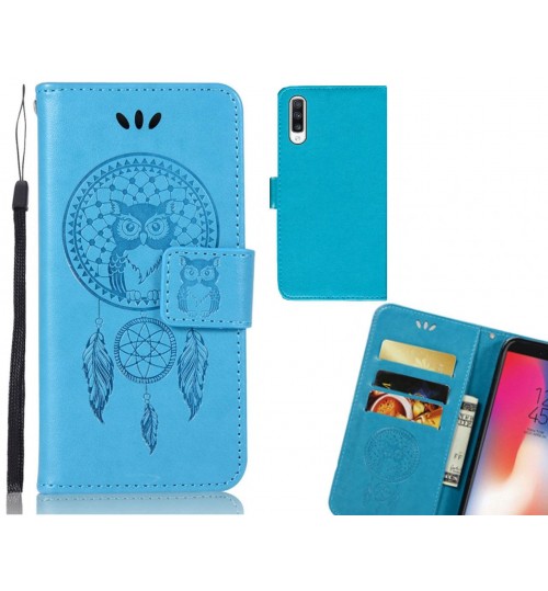 Samsung Galaxy A70 Case Embossed leather wallet case owl