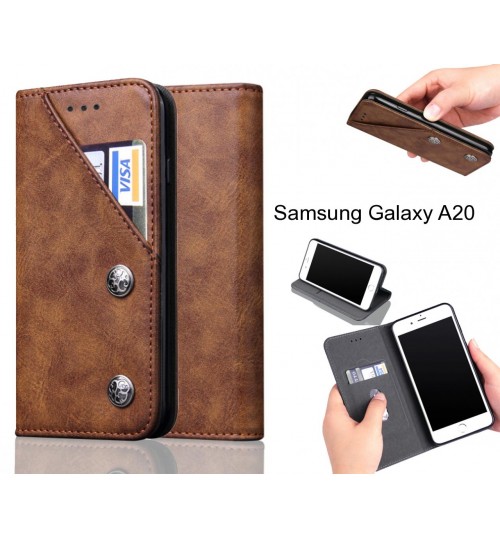 Samsung Galaxy A20 Case ultra slim retro leather wallet case