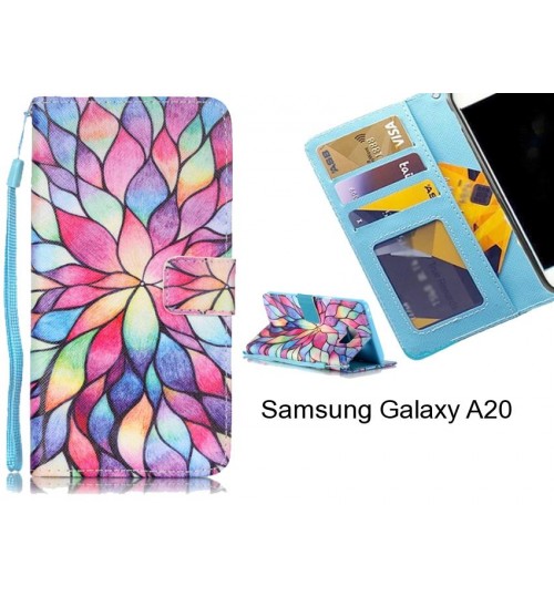 Samsung Galaxy A20 case 3 card leather wallet case printed ID