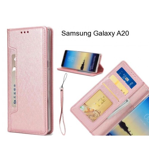 Samsung Galaxy A20 case Silk Texture Leather Wallet case 4 cards 1 ID magnet