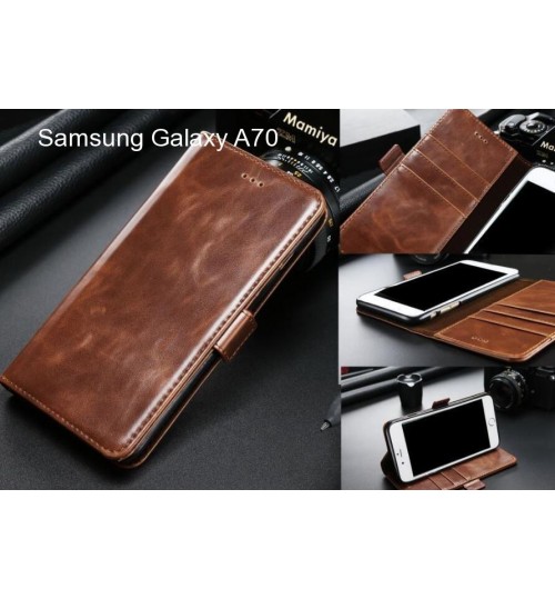 Samsung Galaxy A70 Case Executive Leather Wallet Case - Brown