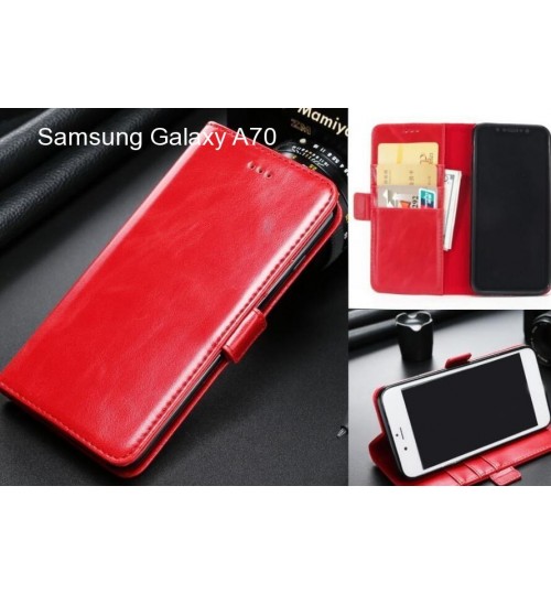 Samsung Galaxy A70 Case Executive Leather Wallet Case - Red