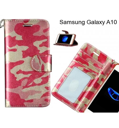 Samsung Galaxy A10 Case Camouflage Leather Wallet Case Cover - Red