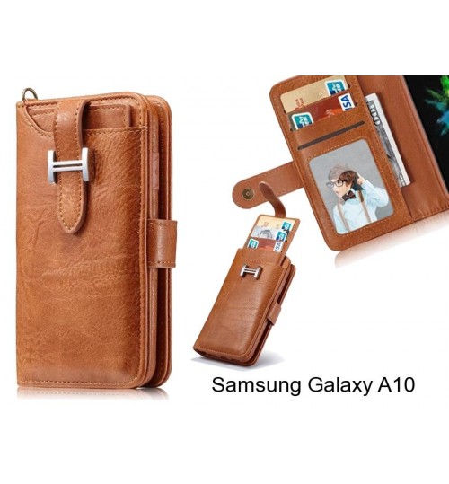 Samsung Galaxy A10 Case Retro Leather Case Multi Cards Cash Pocket - Brown
