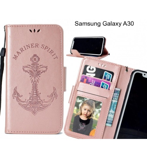 Samsung Galaxy A30 Case Wallet Leather Case Embossed Anchor Pattern