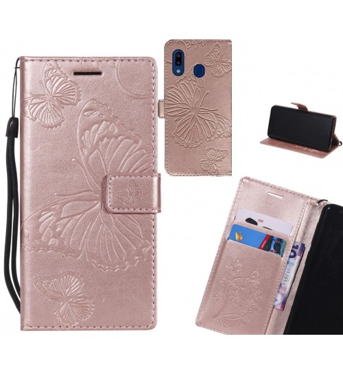 Samsung Galaxy A20 case Embossed Butterfly Wallet Leather Case
