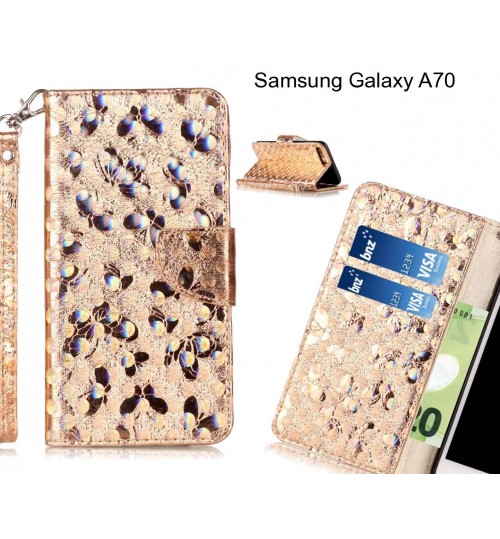 Samsung Galaxy A70 Case Wallet Leather Flip Case laser butterfly