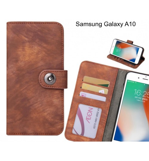 Samsung Galaxy A10 Case Retro Leather Wallet Case - Brown