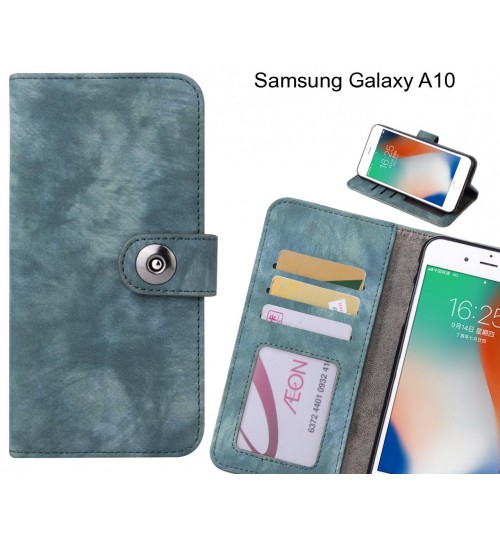 Samsung Galaxy A10 Case Retro Leather Wallet Case - Blue