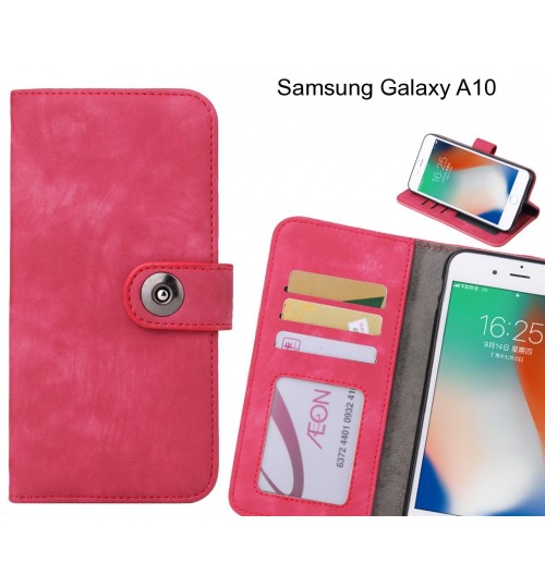 Samsung Galaxy A10 Case Retro Leather Wallet Case - Hot Pink