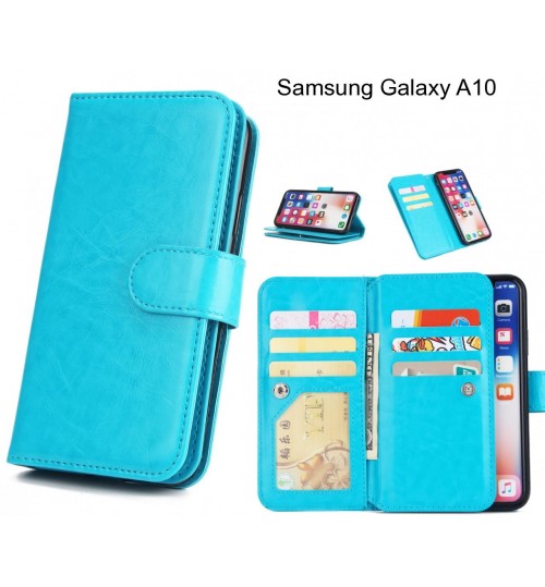 Samsung Galaxy A10 Case Triple Wallet Leather Case 9 Card Slots - Blue
