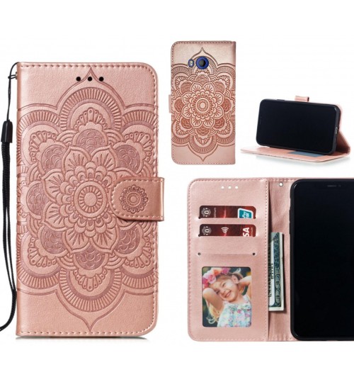 HTC U11 case leather wallet case embossed pattern
