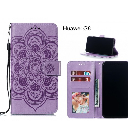 Huawei G8 Case Leather Wallet Case Embossed Pattern - Purple