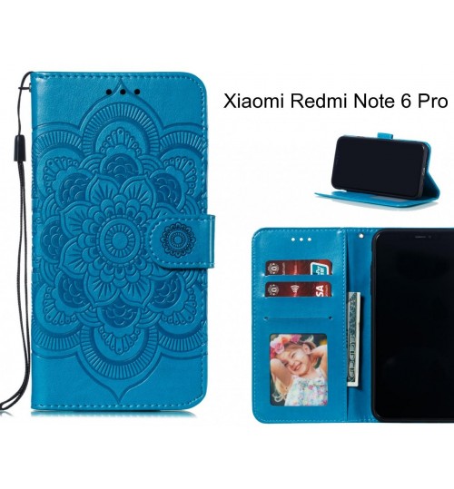 Xiaomi Redmi Note 6 Pro Case Leather Wallet Case Embossed Pattern - Blue