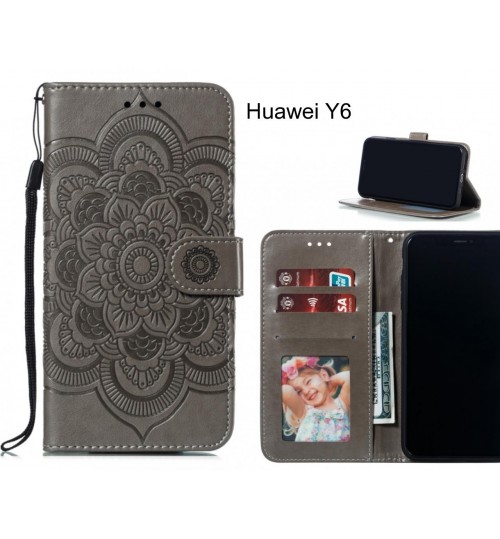 Huawei Y6 case leather wallet case embossed pattern