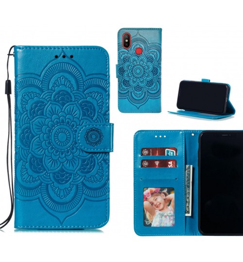 Xiaomi Mi 6x Case Leather Wallet Case Embossed Pattern - Blue
