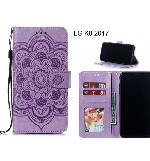 Lg K8 2017 Case Leather Wallet Case Embossed Pattern - Purple