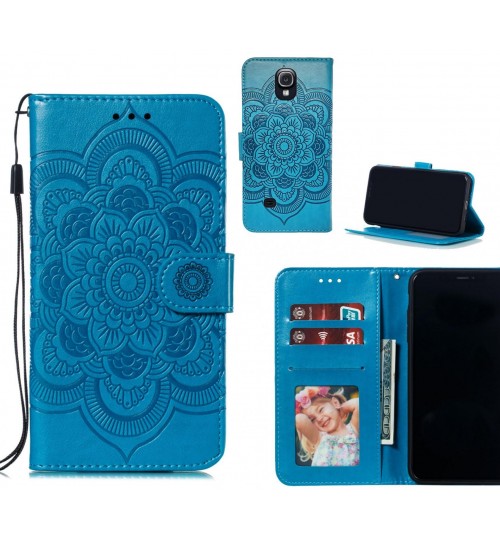 Galaxy S4 Case Leather Wallet Case Embossed Pattern - Blue