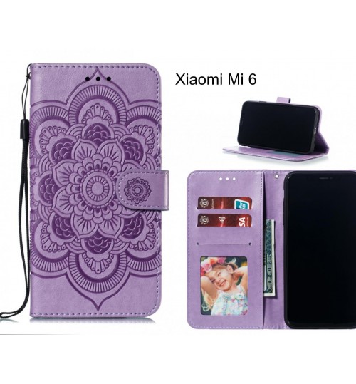 Xiaomi Mi 6 Case Leather Wallet Case Embossed Pattern - Purple